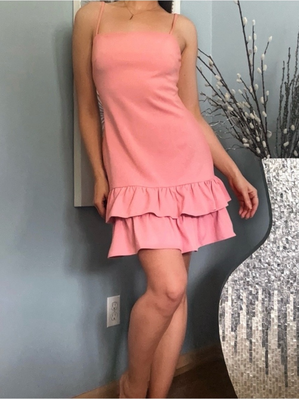 BCBGeneration Pink Double Ruffle Mini Dress - Picture 3 of 8